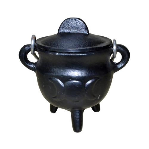 Triple Moon Cast Iron Cauldron with Lid