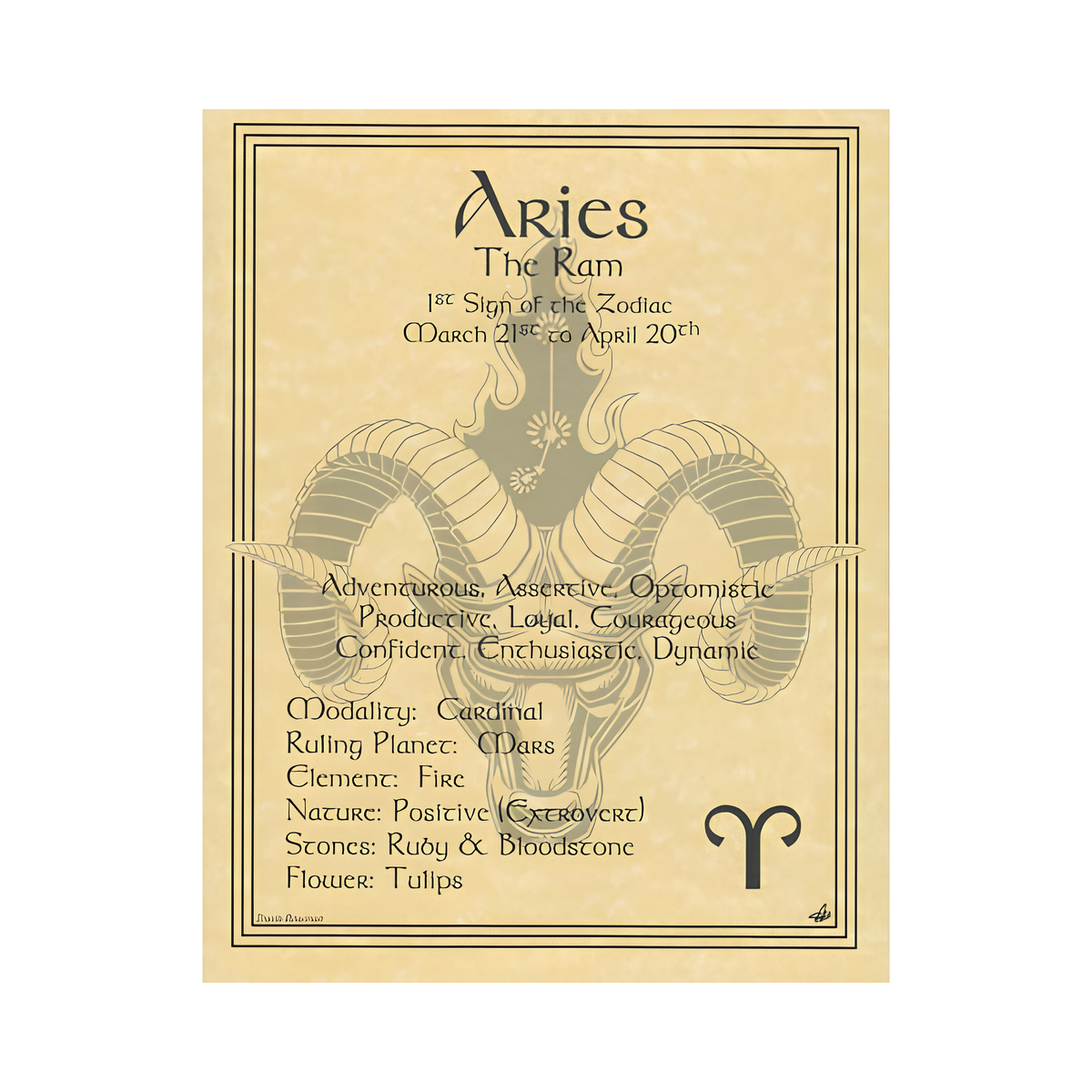 Aries Zodiac Poster – 8.5 × 11 Inch