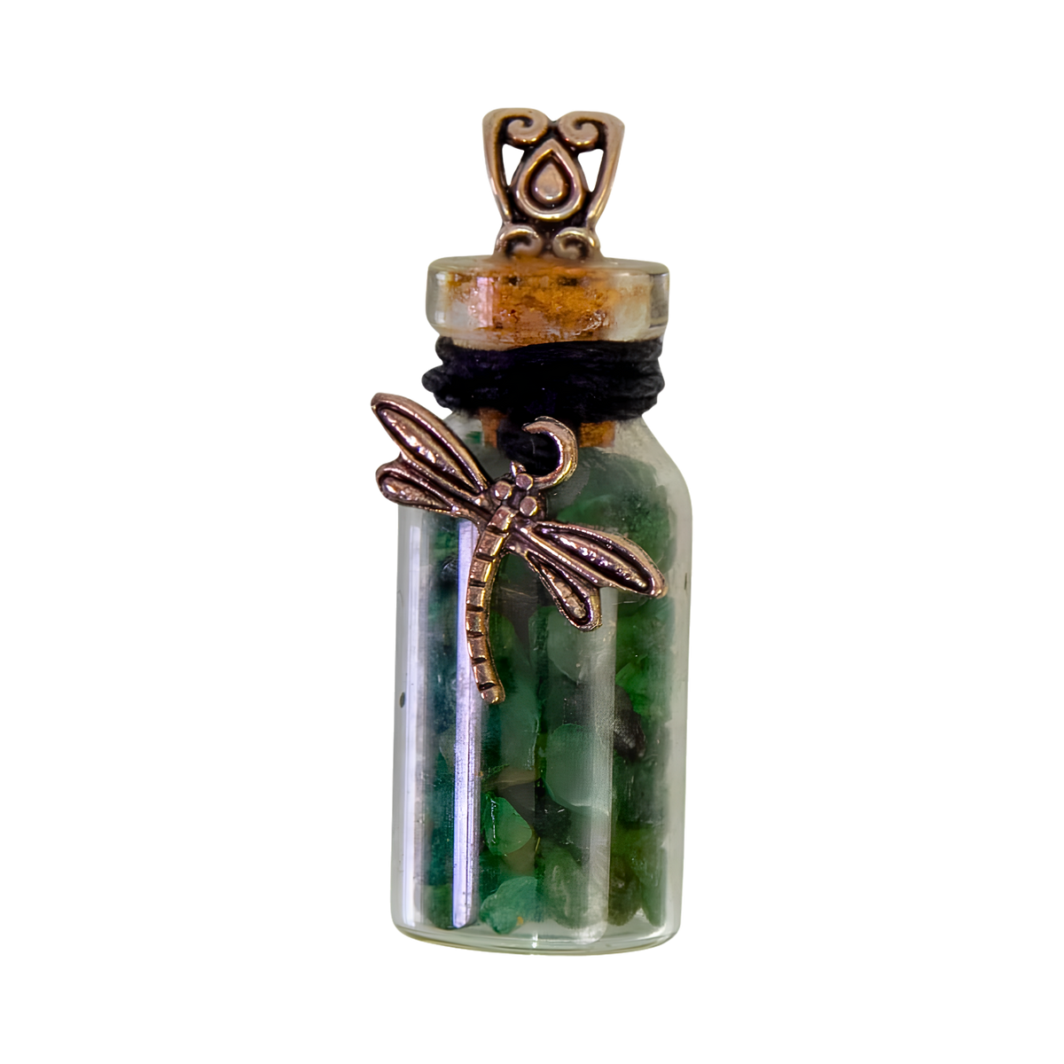Aventurine Chips in a Bottle with Dragonfly Charm