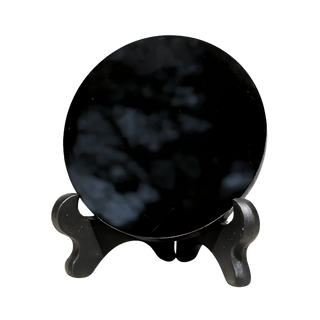 Black Obsidian Scrying Mirror with Stand 6cm