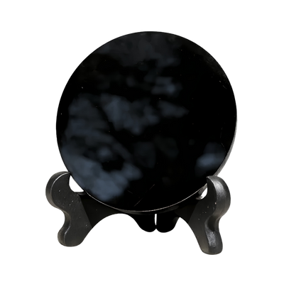 Black Obsidian Scrying Mirror with Stand 6cm