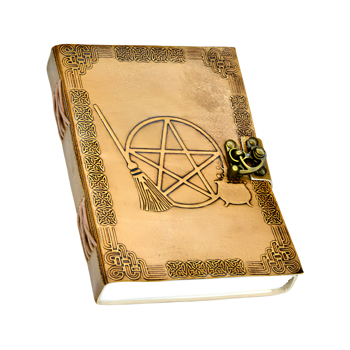 Broom & Pentagram Embossed Leather Journal