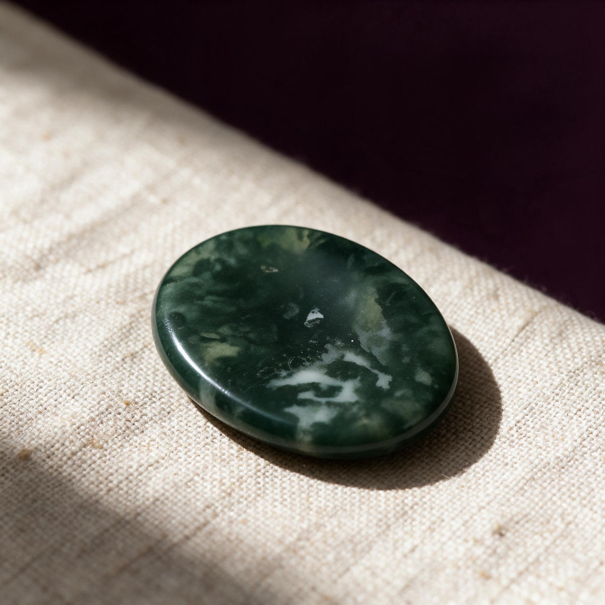 Moss Agate Worry Stone