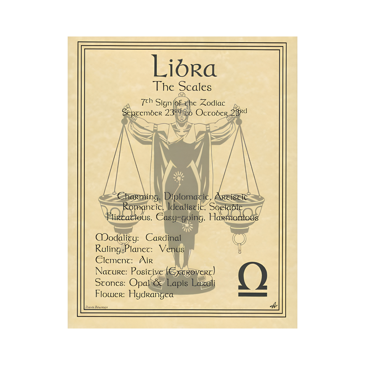 Libra Zodiac Poster – 8.5 × 11 Inch