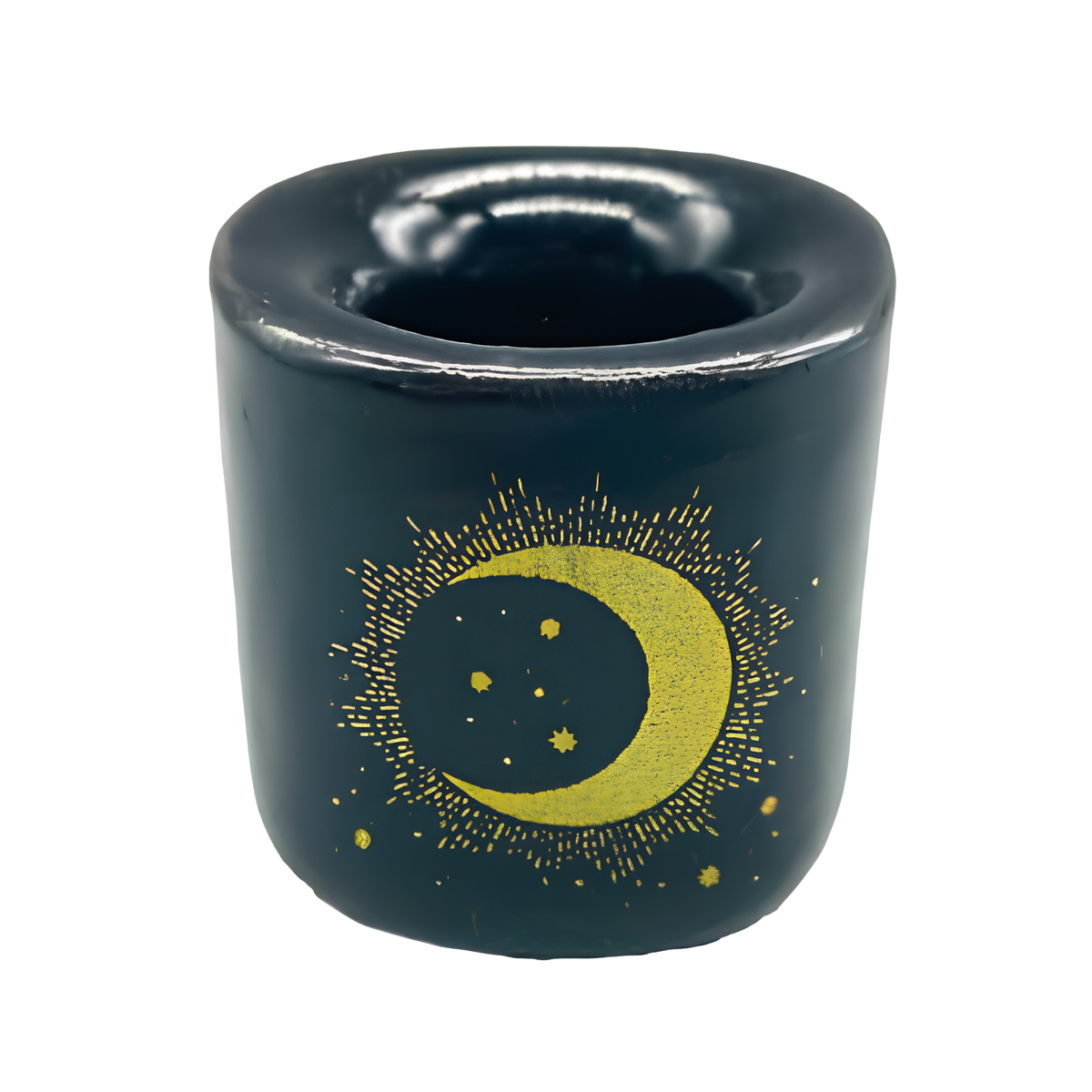 Moon & Star Black Ceramic Chime Candle Holder