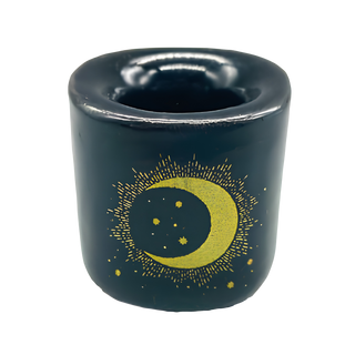 Moon & Star Black Ceramic Chime Candle Holder