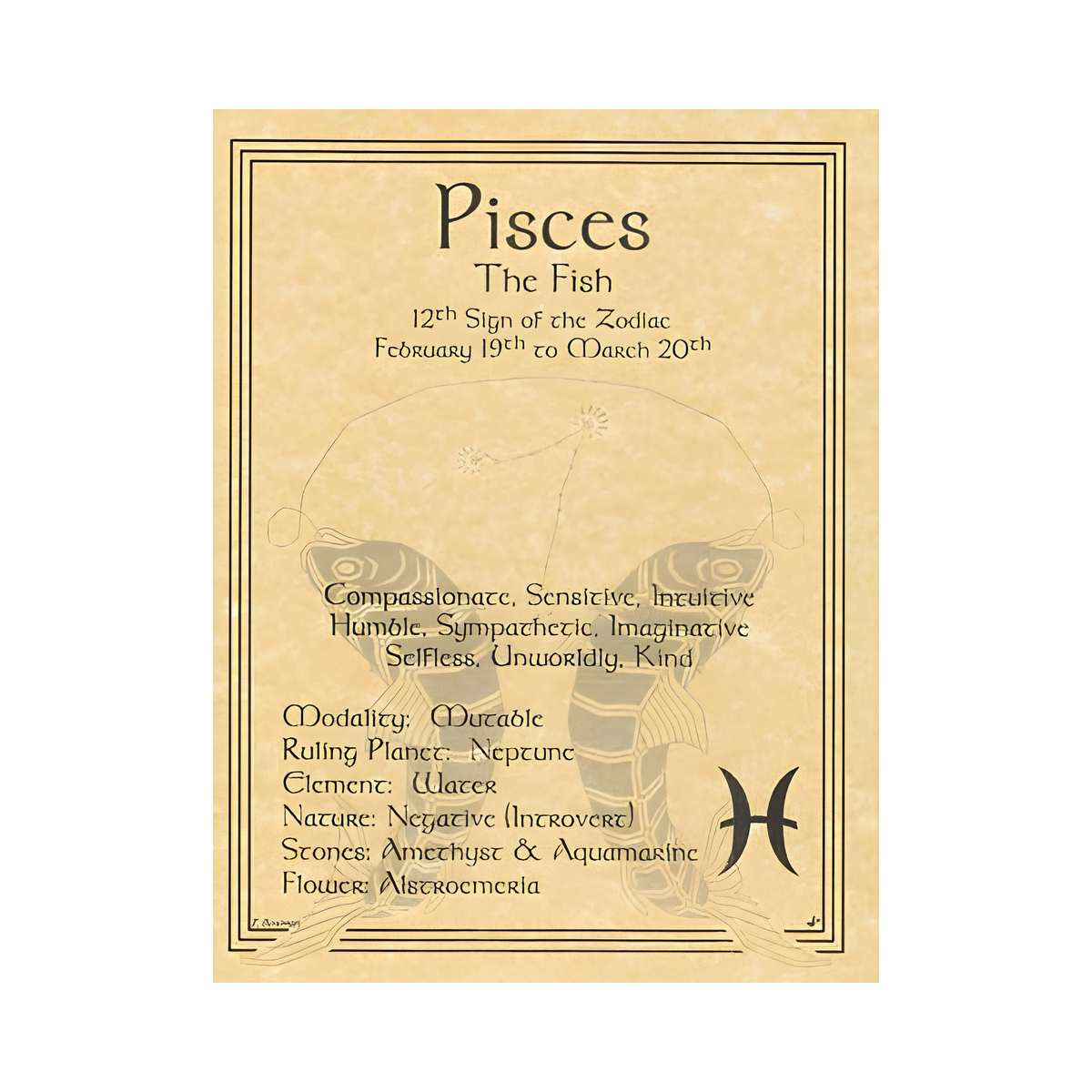 Pisces Zodiac Poster – 8.5 × 11 Inch