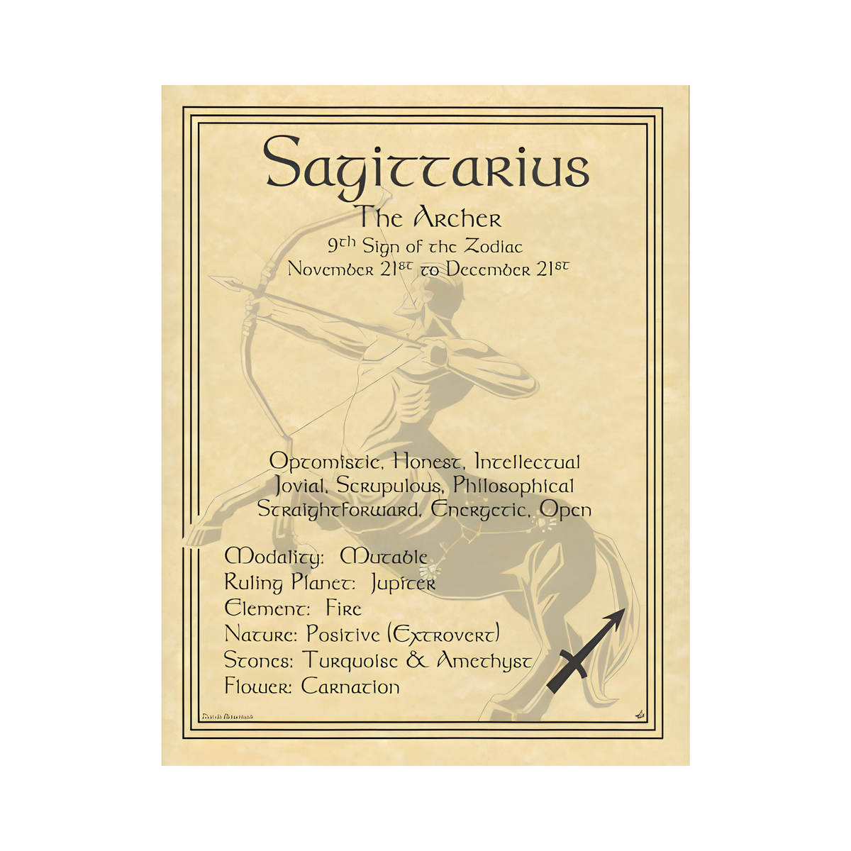 Sagittarius Zodiac Poster – 8.5 × 11 Inch