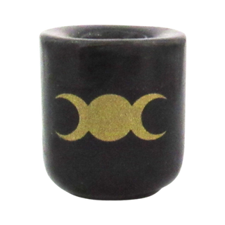 Triple Moon Black Ceramic Candle Holder