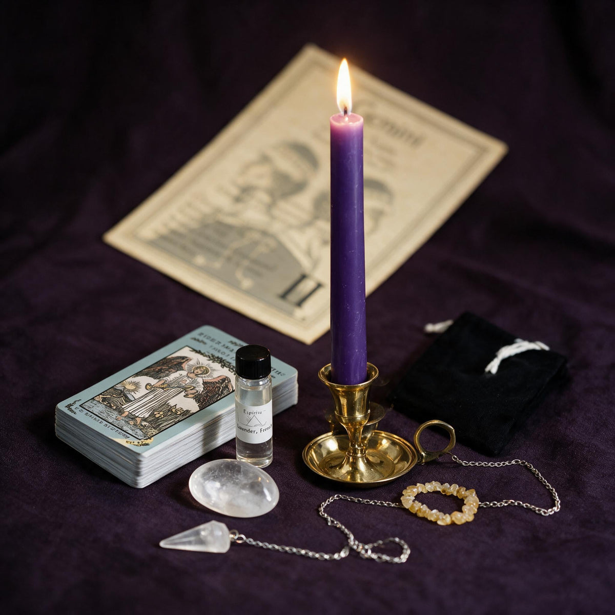 Gemini Clarity Ritual Kit — the nine pieces set out for the ritual